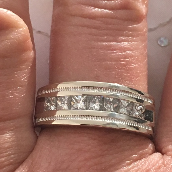 14K White Gold Men's Diamond Band Ring Size 9.5 - Picture 4 of 5